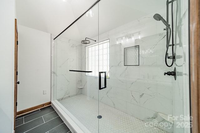 8698 Rocky River Rd, Harrisburg, NC 28075 - full bathroom with a marble finish shower and tile patterned flooring
