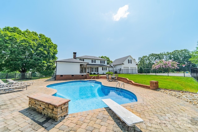 8698 Rocky River Rd, Harrisburg, NC 28075 - view of swimming pool featuring a patio area and a diving board