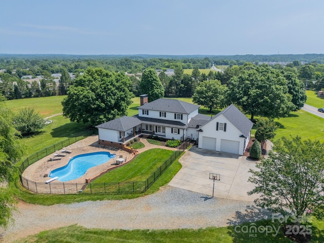 8698 Rocky River Rd, Harrisburg, NC 28075 - view from above of property with a pool
