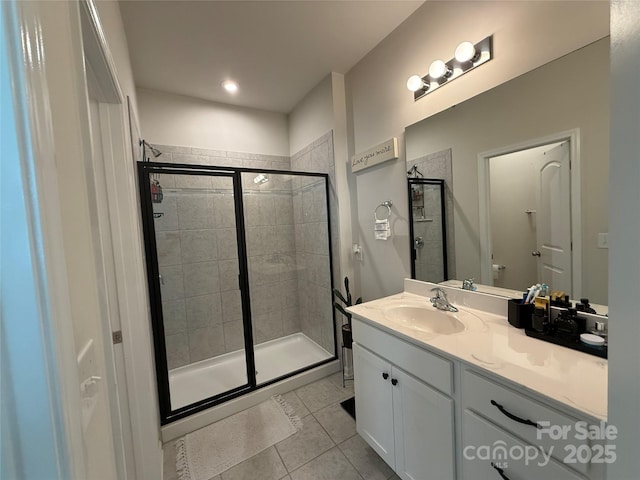 1016 Laggan Ln, Indian Trail, NC 28079 - bathroom with vanity, toilet, a shower stall, and tile patterned flooring