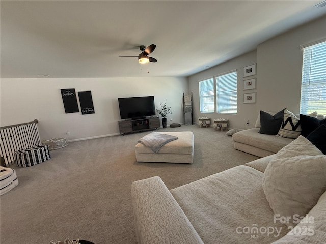 1016 Laggan Ln, Indian Trail, NC 28079 - living area with a ceiling fan, plenty of natural light, and carpet