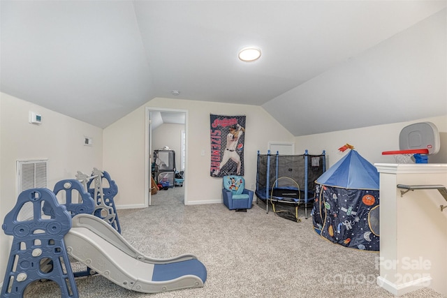 503 Apple St, Gibsonville, NC 27249 - game room with lofted ceiling, carpet floors, and baseboards