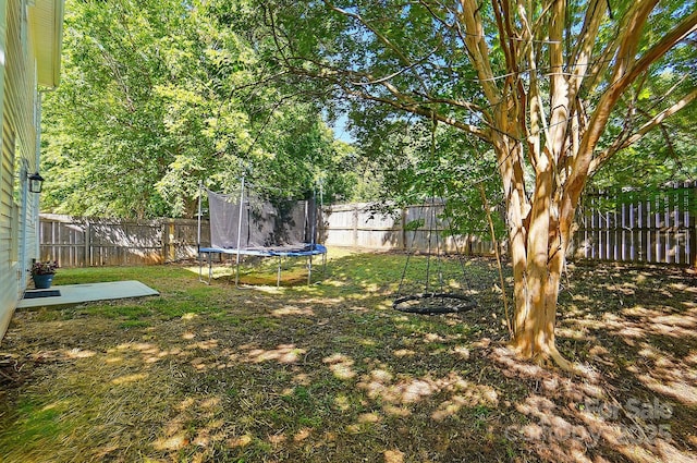 820 Settlement St, Clover, SC 29710 - fenced backyard featuring a trampoline