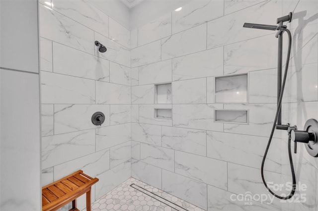 1622 Hunters Place Rd, York, SC 29745 - bathroom featuring tiled shower and ornamental molding