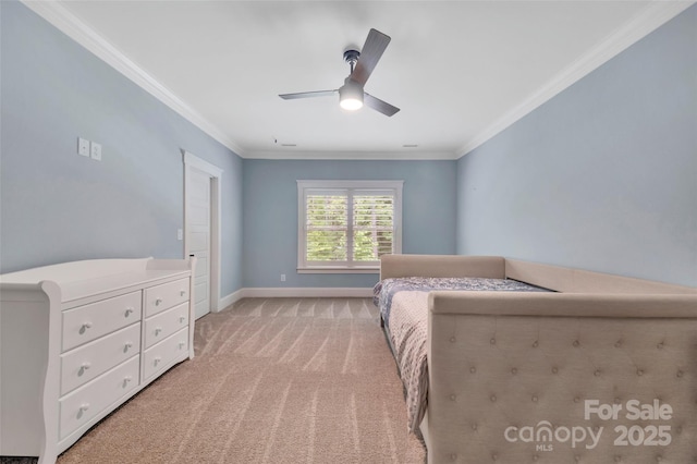 1622 Hunters Place Rd, York, SC 29745 - bedroom featuring light colored carpet, ornamental molding, and ceiling fan