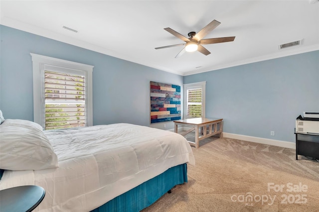 1622 Hunters Place Rd, York, SC 29745 - carpeted bedroom with crown molding and a ceiling fan