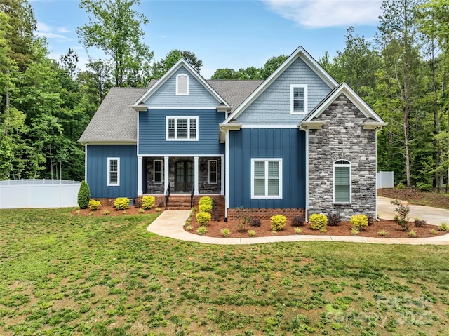 1622 Hunters Place Rd, York, SC 29745 - craftsman-style house with covered porch, board and batten siding, and stone siding