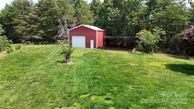 3151 Lynn Mountain Rd, Vale, NC 28168 - view of green lawn featuring a detached garage and an outdoor structure