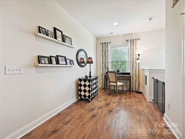 9405 Gladden Hill Ln, Pineville, NC 28134 - sitting room with hardwood / wood-style floors, baseboards, and recessed lighting