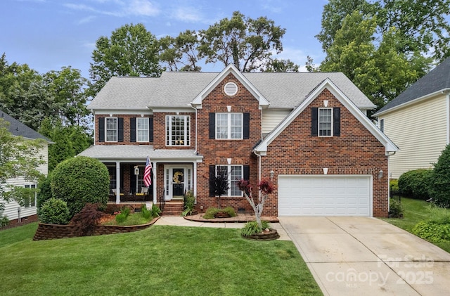 11917 Ulsten Ln, Huntersville, NC 28078 - view of front of house with brick siding, concrete driveway, an attached garage, and a front yard