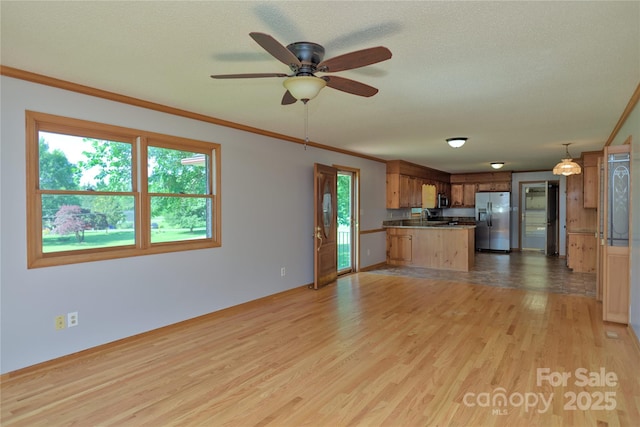7869 Cherry Point Dr, Denver, NC 28037 - kitchen featuring appliances with stainless steel finishes, open floor plan, light wood-style floors, a peninsula, and plenty of natural light