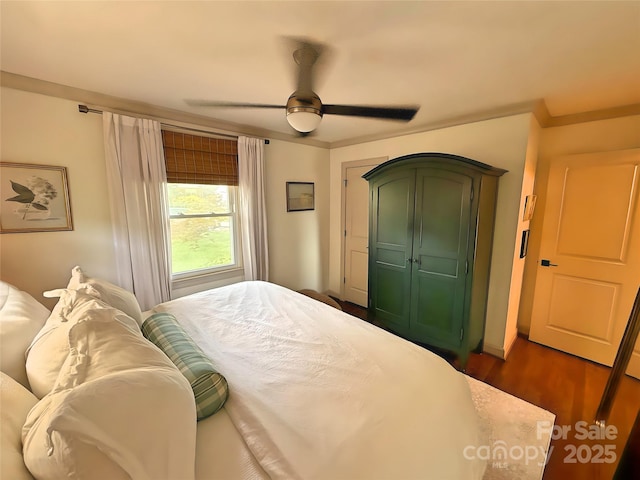 5033 Baylor Dr, Charlotte, NC 28210 - bedroom with dark wood-style flooring and ceiling fan