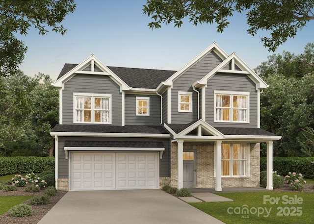 726 Lithia Inn Rd, Lincolnton, NC 28092 - view of front facade featuring a garage, brick siding, driveway, and a shingled roof