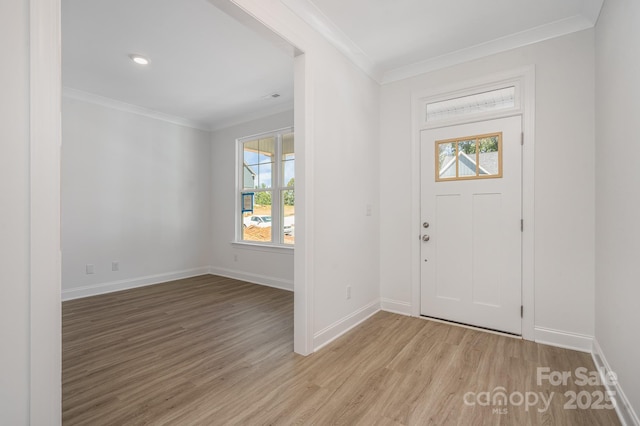 722 Lithia Inn Rd, Lincolnton, NC 28092 - entryway featuring light wood finished floors, crown molding, and baseboards