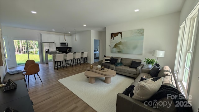 6386 Cathedral Dr, Granite Falls, NC 28601 - living room featuring dark wood-type flooring and recessed lighting