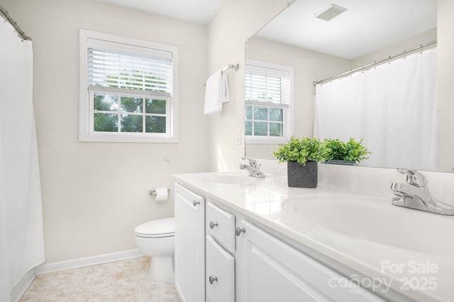 7255 Orchard Path Dr, Clemmons, NC 27012 - bathroom featuring double vanity, toilet, and baseboards
