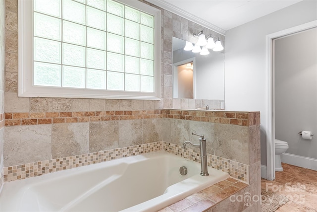 6294 Southlake Dr, Hickory, NC 28601 - bathroom with a bath, toilet, tile patterned flooring, and baseboards