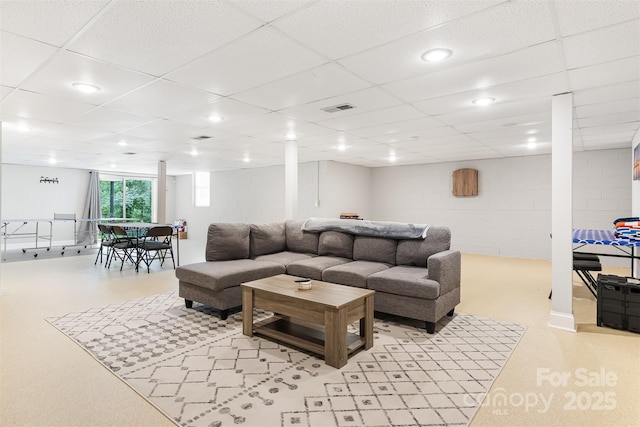 6294 Southlake Dr, Hickory, NC 28601 - living room featuring a paneled ceiling and recessed lighting