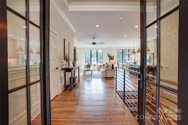 445 Sundown Rd, Mooresville, NC 28117 - hall featuring hardwood / wood-style flooring and recessed lighting