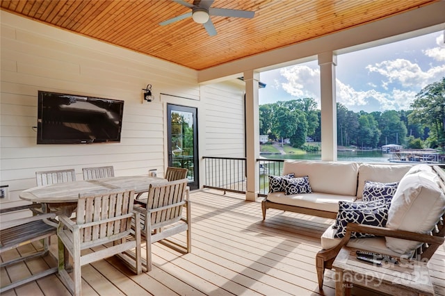 445 Sundown Rd, Mooresville, NC 28117 - sunroom featuring ceiling fan and outdoor dining area