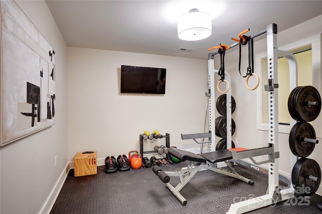 445 Sundown Rd, Mooresville, NC 28117 - workout room with baseboards and carpet floors