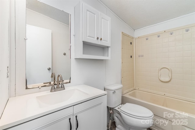 3585 Woodstream Dr, Maiden, NC 28650 - full bathroom featuring toilet, a textured ceiling, vanity, and  shower combination