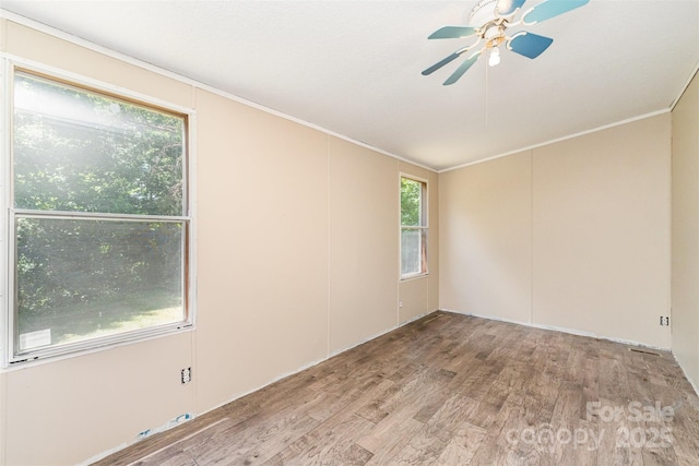 3585 Woodstream Dr, Maiden, NC 28650 - spare room with wood finished floors, ornamental molding, and a ceiling fan