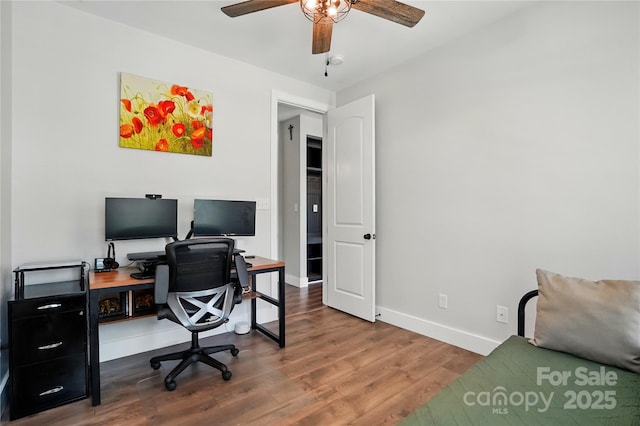 1478 Imperial Ct, York, SC 29745 - office space featuring a ceiling fan, wood finished floors, and baseboards
