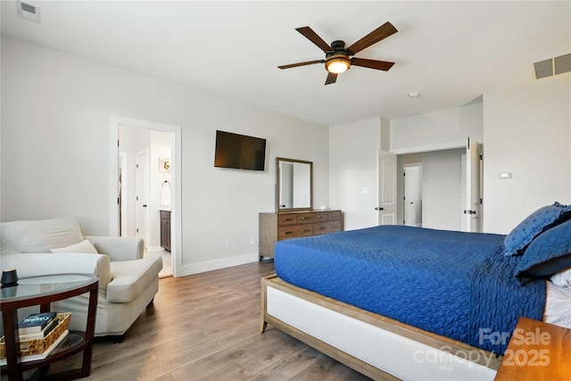 1478 Imperial Ct, York, SC 29745 - bedroom with wood finished floors, baseboards, connected bathroom, and a ceiling fan