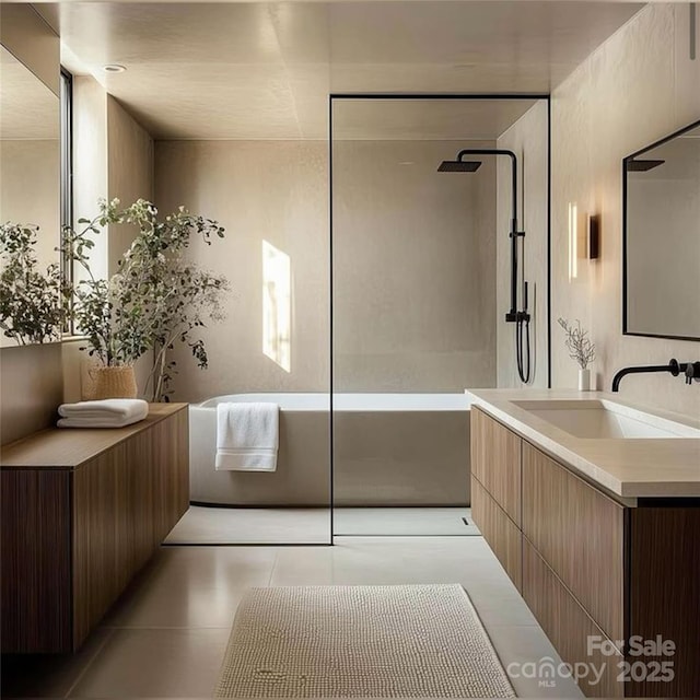 161 Church St Unit 503, Asheville, NC 28801 - full bathroom with tile patterned floors, vanity, and bathtub / shower combination