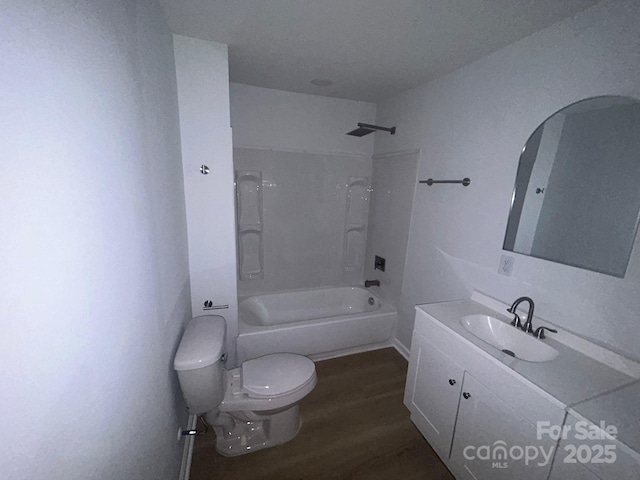 360 Ledbetter Rd, Spindale, NC 28160 - bathroom featuring toilet, vanity, wood finished floors, and shower / bath combination