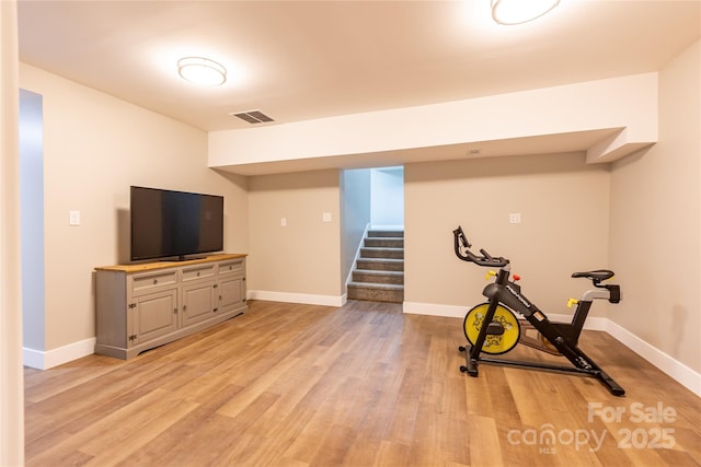 8340 Brief Rd, Mint Hill, NC 28227 - workout room featuring light wood-style floors and baseboards