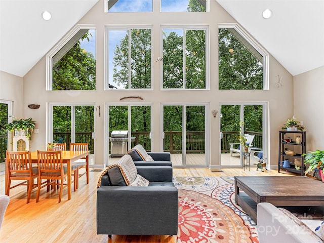 350 Mckissick Rd, Flat Rock, NC 28731 - living room with high vaulted ceiling and wood finished floors