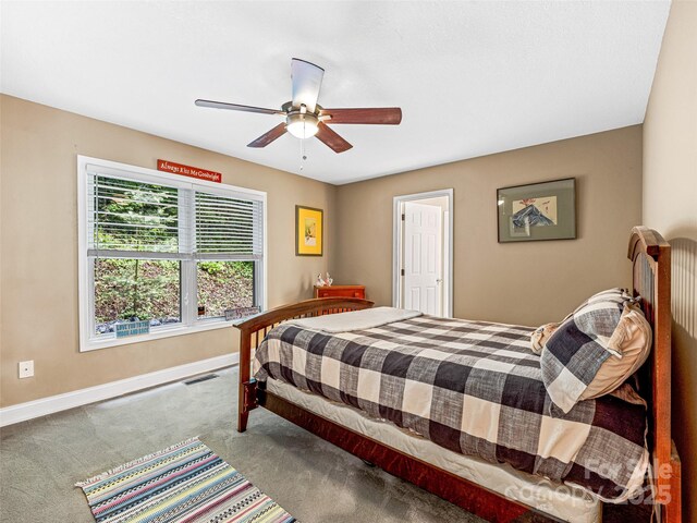 350 Mckissick Rd, Flat Rock, NC 28731 - carpeted bedroom with baseboards and a ceiling fan
