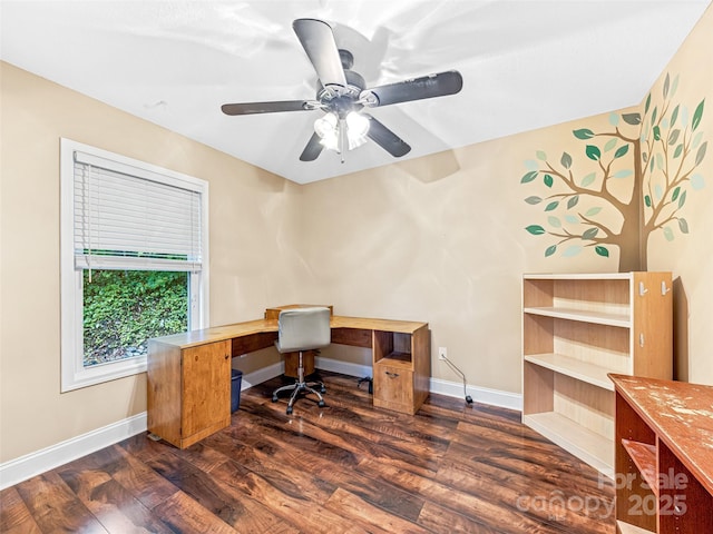 350 Mckissick Rd, Flat Rock, NC 28731 - office space featuring dark wood finished floors, baseboards, and ceiling fan