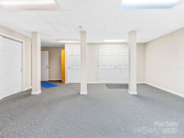 350 Mckissick Rd, Flat Rock, NC 28731 - finished below grade area featuring carpet floors, a paneled ceiling, and baseboards