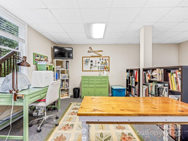 350 Mckissick Rd, Flat Rock, NC 28731 - office area featuring carpet floors and a paneled ceiling