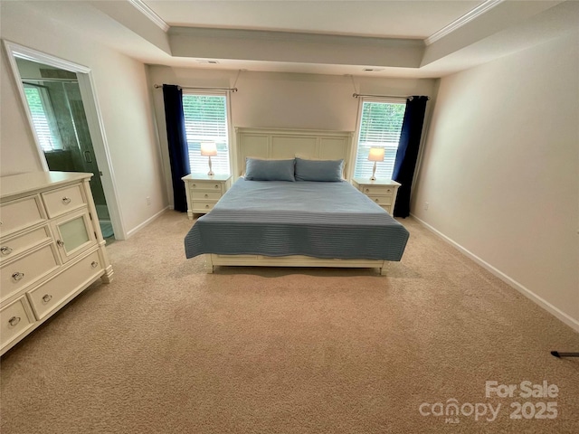 5005 Blue Serenity Ct, Denver, NC 28037 - bedroom with ornamental molding, light colored carpet, multiple windows, and baseboards