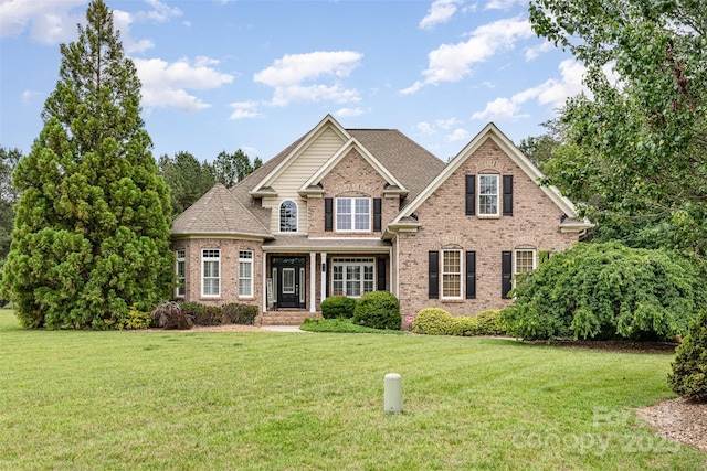 6057 Erie View Ct, Denver, NC 28037 - view of front facade with brick siding, a front yard, and roof with shingles