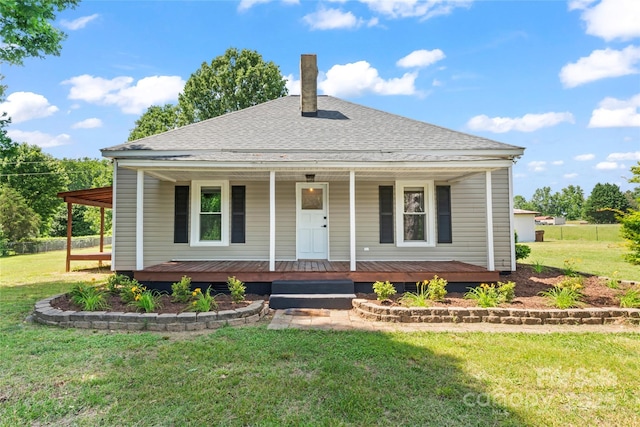 233 Sellars Rd, Kings Mountain, NC 28086 - view of front of property featuring a front lawn, a chimney, and roof with shingles
