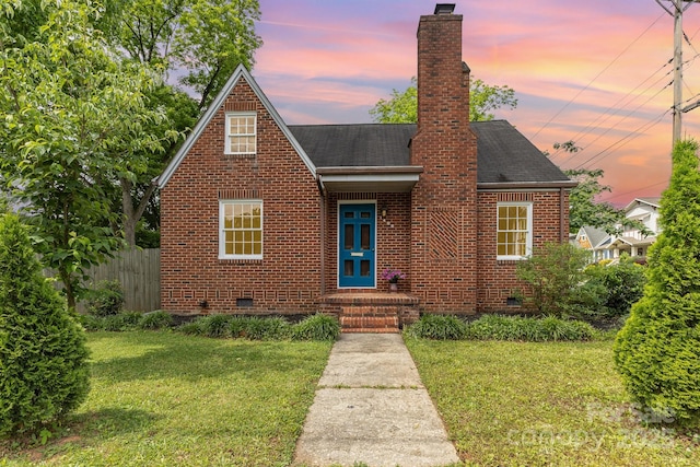 1400 Matheson Ave, Charlotte, NC 28205 - view of front of home featuring crawl space, brick siding, a chimney, and roof with shingles