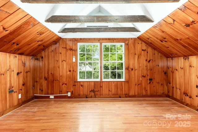 1400 Matheson Ave, Charlotte, NC 28205 - bonus room with light wood-style flooring, lofted ceiling, wooden walls, and wooden ceiling