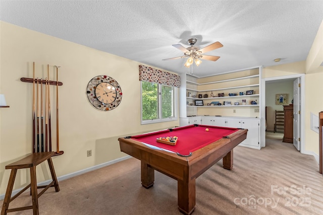 903 Independence Trl, Morganton, NC 28655 - game room with light carpet, pool table, a textured ceiling, ceiling fan, and baseboards