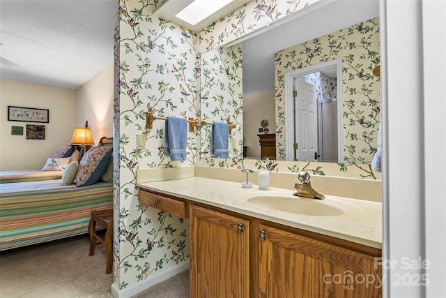903 Independence Trl, Morganton, NC 28655 - bathroom with vanity and wallpapered walls