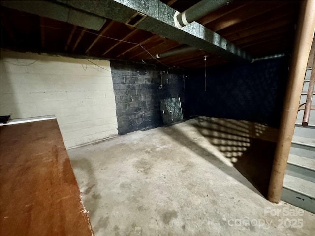 8 Mountain Ter, Asheville, NC 28806 - unfinished basement featuring concrete block wall