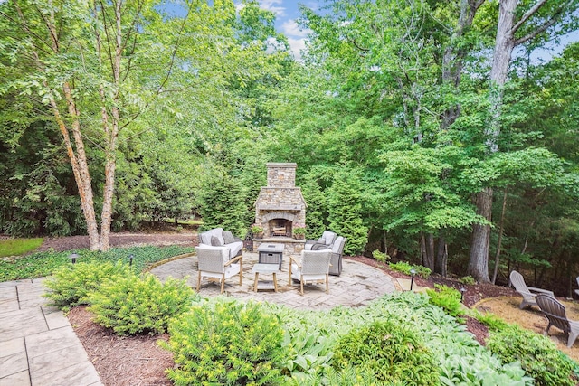 5424 Morris Hunt Dr, Fort Mill, SC 29708 - view of patio with an outdoor stone fireplace