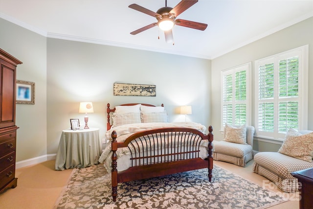 5424 Morris Hunt Dr, Fort Mill, SC 29708 - carpeted bedroom featuring crown molding, baseboards, and ceiling fan