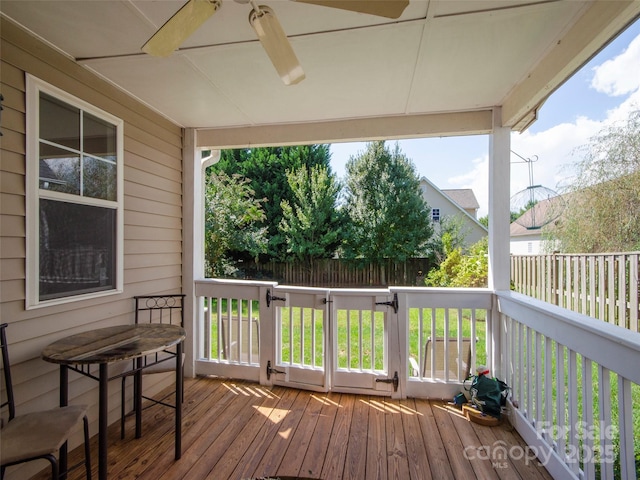 1410 Kenton Ln, Asheville, NC 28803 - deck featuring a ceiling fan