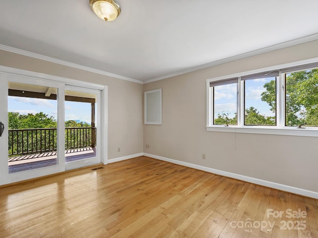 58 Randall Dr, Fairview, NC 28730 - empty room featuring baseboards, light wood-style floors, and ornamental molding