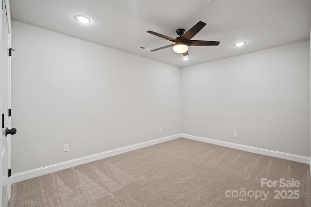 6712 W Sugar Creek Rd, Charlotte, NC 28269 - carpeted empty room with ceiling fan, baseboards, and recessed lighting